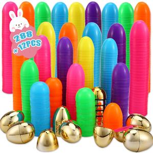 Abakuku 300 Pcs Easter Eggs,2.35" Assorted Bright Colors Plastic Easter Eggs for Easter Hunt,Easter Themed,Decorations,Basket Stuffers Fillers
