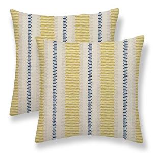 Sunshineyan Blue Yellow Pillow Covers 18 x 18 Inch Set of 2 Boho Polka Dot Striped Decorative Outdoor Throw Pillow Covers Linen Summer Farmhouse Modern Pillowcase for Home Sofa Couch Decor