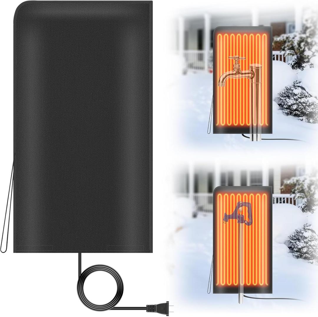 Electric Heated Outdoor Faucet Cover for Faucet and Pipe, Extra-Large 2513.7Oxford Fabric Spigot Heater & Freeze Protector with Overheat Protection, 57W Quick Heating for RV Home Winterizing