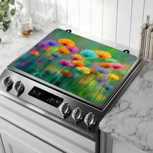 Stove Top Cover for Electric Stove Protector,Colorful Flower Spring Floral Heat Resistant Glass Top Stove Cover Protector Ceramic Countertop Decoration Pad for Kitchen Top Covers 28.5'' x 20.5''