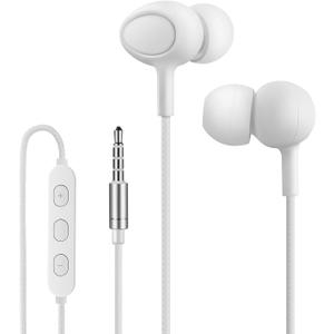 Yiwiso Sleep Headphones, Soft Earphones Wired for Sleeping, Sleep Earbuds for Side Sleeping, in-Ear Headphones with Mic and Volume Control, Noise-Isolating, Travel, Relaxation (White) (10.8*9*2cm)
