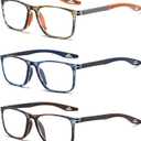 Sports Reading Glasses for Men and Women Ultralight Flexible Anti-Blue Light Readers 3 Pack +1.50 Pattern Orange+pattern Blue+pattern Brown