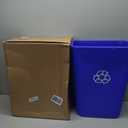 Amazon Basics Rectangular Commercial Office Wastebasket, Easy to Clean, Lightweight, 10 Gallon, Blue, Recycle Logo