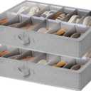 StorageWorks Shoe Organizer for Closet, Fits up to 24 Pairs, 2-Pack Ultra-thick Fabric Under Bed Shoe Storage Containers with Bottom Support and Adjustable Dividers, Grey
