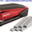 Bostitch Stapler - InPower, One Touch Heavy Duty Red Office Stapler with Built-in Staple Remover, 20 Sheet Capacity, 1260 Staples Included