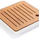 Bamboo Kung Fu Tea Tray Table Serving Tray Chinese Style Water Storage (White)