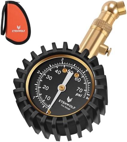 ETENWOLF Tire Pressure Gauge for Cars 0-75 PSI, Air Pressure Gauge with Large Glow Dial, Calibrated to ANSI B40.1 Grade A(Plus-Minus 1%), Tire Gauge for Tire Pressure Car Accessories (Black)