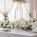 10PCS 8 Arm Acrylic Candelabra Candle Holder for Wedding,Tall Clear Candlestick Holders with Shade for Tables Party Grand Event Valentine's Day Dinner Decoration (Fit 0.8" Led Candles)