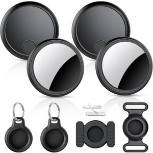Air Tracker Tags-4 Pack, 2025 New [Apple MFi Certified], Bluetooth Tracker Work with Apple Find My (iOS Only), Replaceable Battery Last 2 Years,Item Finder for Luggage/Key/Suitcase,with Diverse Holder