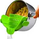 Kitchen Gizmo Snap N' Strain Clip On Strainer for Pots and Pans - Collapsible Silicone Pasta Strainer and Kitchen Gadget for Cooking - Easy to Use, Heat Resistant and Space Saving Colander - Green