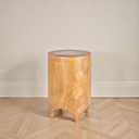 Creative Co-Op Hand-Carved Wood Side Table, Walnut Finish, 11.75" L x 11.75" W x 17.75" H
