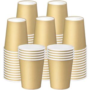 75 Pack 8 oz Disposable Paper Cups, Disposable Coffee Cups, Hot and Cold Beverage Cups for Office, Kitchen, Party, Outdoor Campings (Khaki)