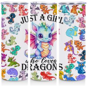 Dragon Stainless Steel Tumbler, Water Bottle Gifts, Double Wall Travel Coffee Mug Vacuum Insulated Thermal Cup, Graduation Birthday Animal Lovers Gifts for Women Girls Dragon Lovers