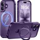 MOCCA Design for iPhone 17 Case, Compatible with Magsafe [Premium Invisible Magnetic Ring Stand] [Military Drop Protection] Full Camera Guard Translucent Matte Slim Phone Cover 6.3",Deep Purple