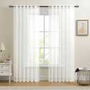 Dreaming Casa White Sheer Curtains 84 Inches Long, Rod Pocket & Back Tab Light Filtering Textured Sheers for Living Room Bedroom, 2 Panels, Each 52" W x 84" L