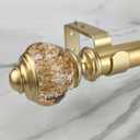 Single Curtain Rod Set:1-1/8 inch Diameter Adjustable Gold Curtain Rods with Clear Gold Foiled Finial,72-144 inch,Standard Single Drapery Rod for 1 Pack