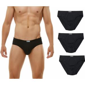 Men's Bamboo Underwear Soft Lightweight Mid/ Low Rise Briefs 3 Pack (Black, S)