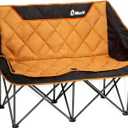 EMERIT Oversized Double Duo Camping Chair Folding Camping Loveseat 2 Person Camping Couch Heavy Duty Lawn Chairs for Outside with Padded Seats & Armrests-Support 650LBS, Onesize