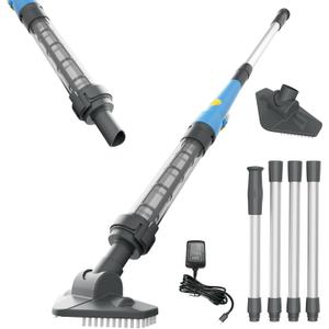 Cordless Spa Hot Tub Vacuum - Handheld Pool Vacuum for Above Ground Pool, Lightweight Stick Pool Cleaner with 2 Brush Heads, Ideal for Cleaning Debris and Sand (Blue)