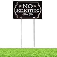 Kichwit No Soliciting Sign with Extra Long Stainless Steel Stakes, 35.3"/3ft Total Height No Soliciting Aluminum Sign for Yard, Hardware Included