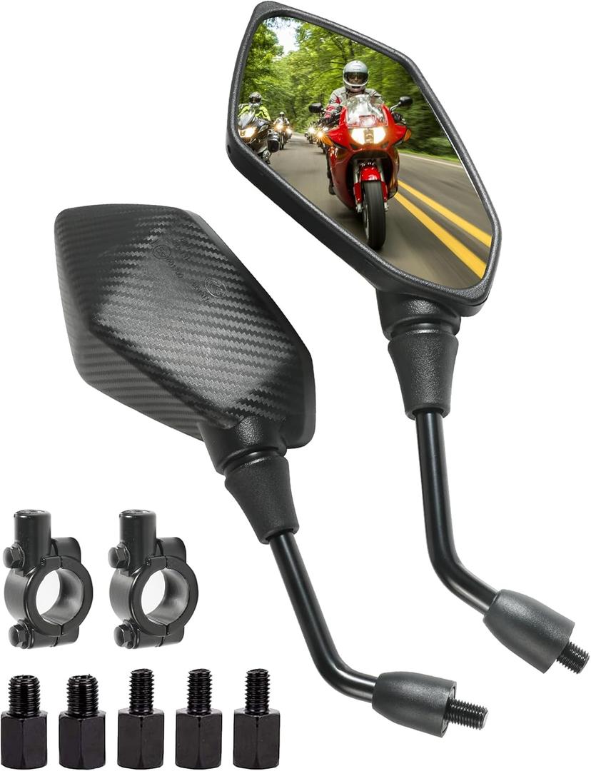 Motorcycle Mirrors for 7/8" Handlebars - ATV, Scooter & Cruiser Side Mirrors