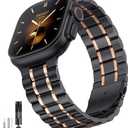 Bestig Compatible with Apple Watch Bands for Men Women 40mm 38mm 41mm 42mm(Series 11 10), Premium Solid Stainless Steel Metal Business Strap for iWatch Series 10 9 8 7 6 SE 5 4 3 2 1, Black/Rose Gold