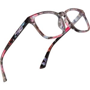 Reading Glasses for Women Men - Blue Light Blocking UV Filter Computer Readers,Anti Eyestrain Eyeglasses (A01-floral)