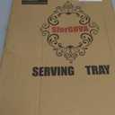 White Octagonal Serving Tray with Handles for Coffee Table, Plastic Decorative Tray for Ottoman, Kitchen Counter, Living Room, Outdoor Lacquer Tray for Entertaining (15.7" x 10.2" x 1.6")