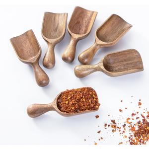 Wooden Scoops for Canisters 6PCS Acacia Wooden Scoop for Jars Mini Measuring Spoons for Ground Coffee Scoops Wood Scoop for Seasoning Bath Salt Laundry Detergent Shovel Measuring-Multipurpose
