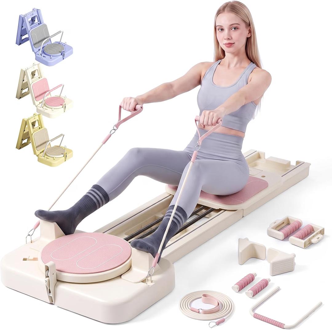 Pilates Board, Foldable Pilates Portable Reformer 2026 for Home Use, Pilates Equipment for Home Workouts, Portable & Travel Friendly, 9-in-1 Full Body Sculpting & Core Training