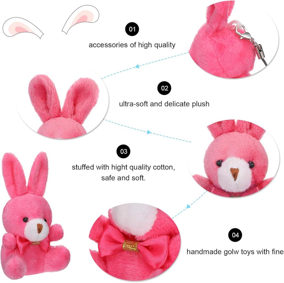 4PCS Random Mini Plush Animal Toys, Bulk Stuffed Animals Plush Keychain Set for Goodie Bag Fillers, Basket Stuffers, School Prizes, Party Supplies