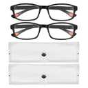 2 Pcs Auto Focus Glasses, Automatic Zoom Reading Intelligent Self Adjusting Presbyopia Anti-Blue Light Glass Adjustable Presbyopic Color-Changing Smart Look Far And Near For Men Women(Black)