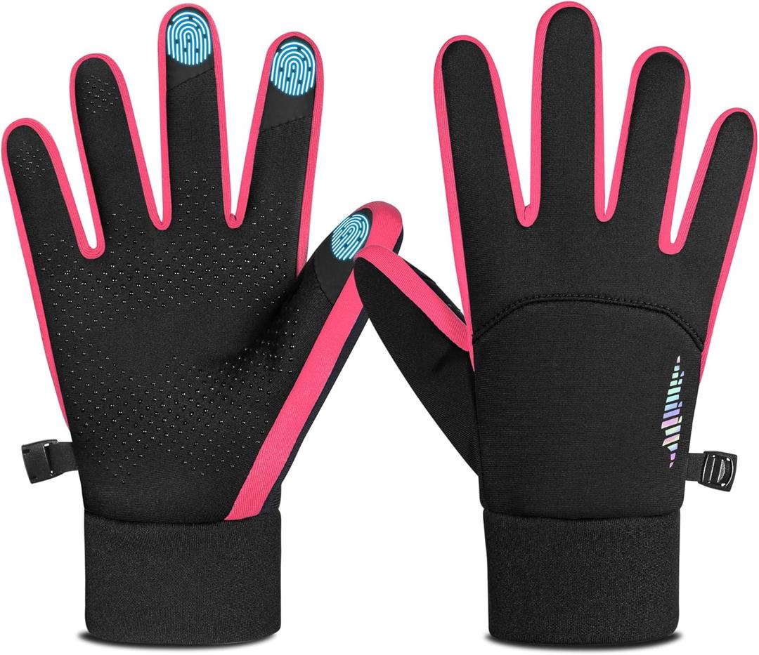 rivmount Kids Warm Winter Gloves Touchscreen Water-Resistant Cycling Running Skiing in Outdoor Cold Weather for Boy Girl (L(8-10 years), Pink)