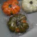 Thyle 3 Pcs Large 7" Artificial Pumpkin Decor 3D Faux Foam Harvest Pumpkins