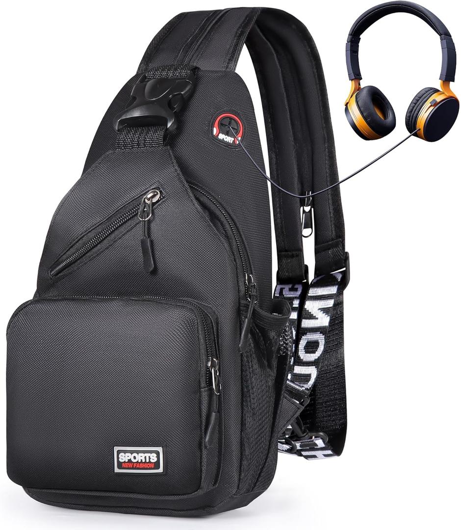 Geestock Crossbody Sling Bag Backpack for Men & Women, Convertible Shoulder Bag Waterproof Chest Bag for Daypack Travel Hiking (Black)