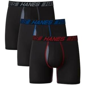 Hanes Men's Underwear Pack, 3-Pack, Total Support Pouch Boxer Briefs or Trunks, Moisture-Wicking Underwear for Men XL