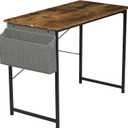 Computer Office Desk 40 Inch Writing Small Space Study Table Modern Simple Style Worktable with Storage Bag for Home, Bedroom, Brown