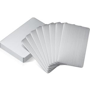 12 Pieces 304 Stainless Steel Metal Business Cards Blank Steel Laser Engraving Stainless Cards for House Office Customer DIY Gift Plate, 86 x 54 mm(0.4 mm)