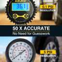 AZUNO Digital Tire Inflator with Pressure Gauge, 200 PSI, Heavy Duty Air Compressor Accessories, with Rubber Hose Lock on Air Chuck and Quick Connect Coupler, Comes with a Portable Carrying Box