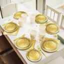 96 PCS Golden Birthday Party Decorations Tableware Set for Golden Themed Happy Birthday Supplies Diamond Gold Plates Napkins Forks for 24 Guests Men Women Anniversary Engagement Wedding Party Favors