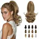 SOFEIYAN 13" Ponytail Extension Long Curly Ponytail Clip in Claw Hair Extension Natural Synthetic Hairpiece for Women
