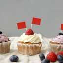 4 x QQSD Solid Red Toothpick Flag DIY Blank Flag Small Mini Plain Red Cupcake Topper Flags, 100 pcs