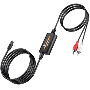 Neoteck 192kHz DAC Converter 5.9ft/1.8m Optical to RCA Cable SPDIF to RCA Digital to Analog Converter with Built-in Audio Amplifier Chipset for HDTVs Set-Top Boxes DVD/Blu-Ray Players-Male Output