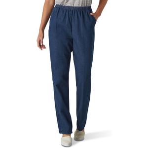 Chic Classic Collection Women's Cotton Pull-on Pant with Elastic Waist (12 Petite US, Original Stonewash Denim)