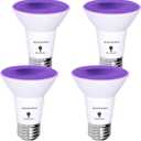 Bluex Bulbs 4 Pack PAR20 LED Black Light Bulb, 10W (100Watt Equivalent) E26 Blacklight Bulb Level 385-400nm, Body Paint, Glow in The Dark Party LED Light Bulb Neon Glow Fluorescent Poster