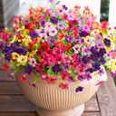 HyeFlora Artificial Flowers for Outdoor Indoor Garden Home Decoration, Faux Flower Daisy with Eucalyptus Leaves Fake Plants Greenery Boxwood Porch Patio, 12 Bundles (6 Multicolor)