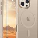 SUPFINE Magnetic for iPhone 16 Pro Case(Compatible with MagSafe)(Military Grade Drop Protection) Slim Translucent Matte Shockproof with Anti-Fingerprint Phone Case,Desert Gold
