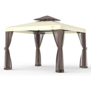 Patio Gazebo Tent Outdoor Canopy Shelter 10'x10' with Removable Netting,100 Square Feet of Shade for Garden, Backyard Deck and Lawns (Beige)