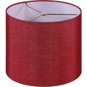 Aspen Creative 31107 Transitional Drum (Cylinder) Shaped Spider Construction Lamp Shade in Rich Red Burlap Texture Fabric, 12" Wide (12" x 12" x 10")