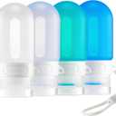 2 x Silicone Clear Travel Bottles for Toiletries,Leak Proof Squeezable Travel Size Containers,TSA-compliant Travel Essentials,2oz,4 Pcs,blue